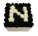 Black and White Roses Flower Initial Box