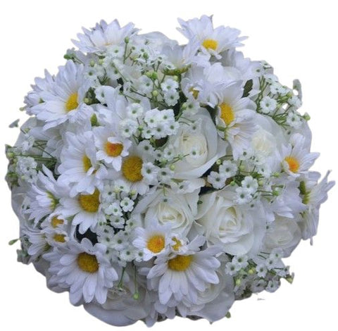 Bouquet of Daisies with White Roses and Gypsophila