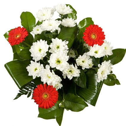 Bouquet of Orange Gerbera and White Chrysanthemum