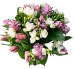 Bouquet of Pink Hyacinth and Tulips with Freesias