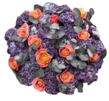 Bouquet of Purple Carnations and Orange Roses