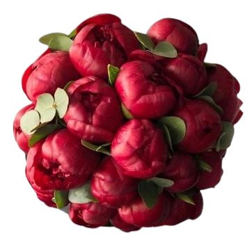 Bouquet of Red Peonies wit Eucalyptus