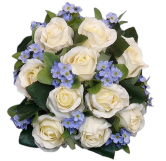 White roses, hydrangeas and offers forget-me-not sprays (assorted)