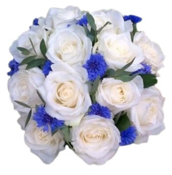 Bouquet of Roses with Cornflowers