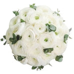 Bouquet of White Ranunculus with Eucalyptus