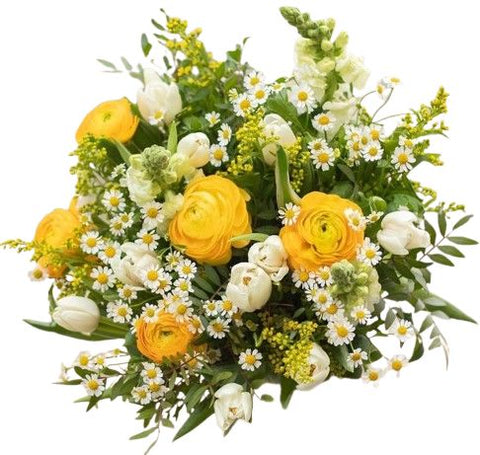 Bouquet of Yellow Ranunculus with White Tulips