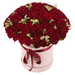 Box of Luxury Red Roses with Pittosporum Accent