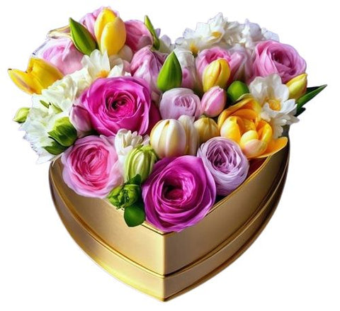 Bright Colored Flowers in Box