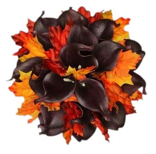 Burgundy Calla Lily in Autumn Leaves Bouquet