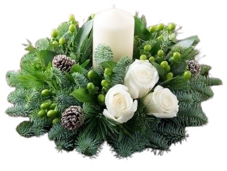 Centerpiece of White Roses and Green Berry