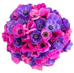 Cerise and Blue Anemone Bouquet