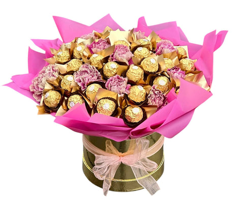 Charming Box of Chocolates with Carnations