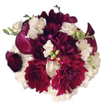 Charming Burgundy Dahlia with White Bouquet