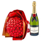 Chocolate Hearts Bouquet with Champagne Gift