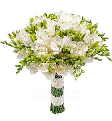 Classic White Freesia Bridal Bouquet