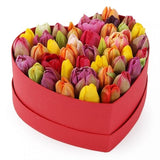 Colored Tulips Heart Box