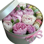 Delight Box of Peonies with Macaroons