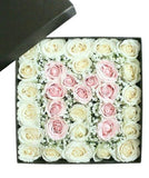 Delightful Pastel Inicial Box of Roses in Gypsophila