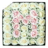 Delightful Pastel Inicial Box of Roses in Gypsophila