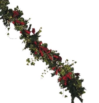 English Ivy with Ilex Berry Festive Garland