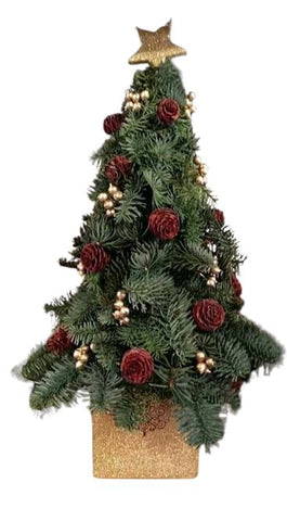 Exquisite Festive Tree Arrangement - Cones and Gold Accent