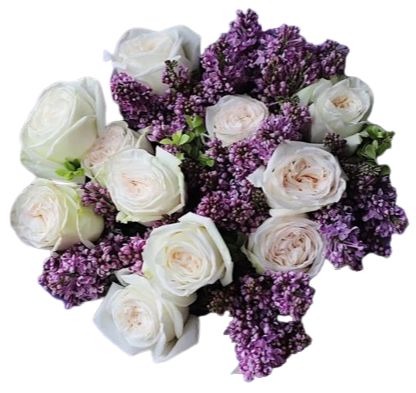 Fabulous Bouquet of Lilac and White O'Hara Garden Roses