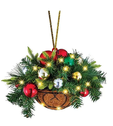 Festive Hanging Basket - The Joy of Baubles and Lights