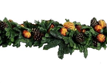 Festive Spruce Garland with Orange Accent