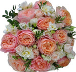 Fragrant Bouquet of Peach Garden Roses and Freesias