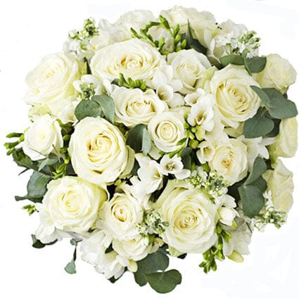 Fragrant Bouquet of White Roses and Freesias