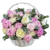 Gorgeous White and Pink Peonies Basket