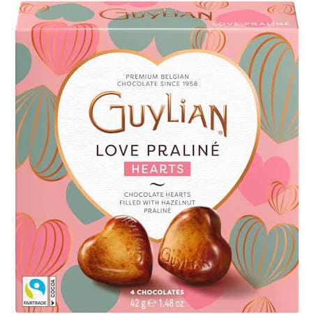 Guylian Love Praline Hearts Chocolates Hearts Filled with Hazelnut Praline 42g