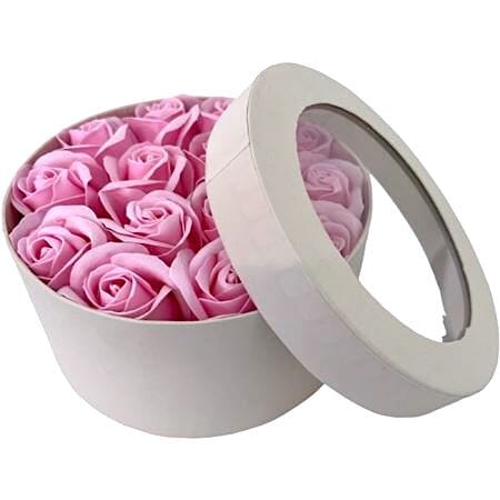 Hatbox White with Pink Scented Forever Roses