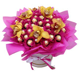 Luxury Box of Chocolates with Cymbidium Orchids