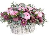 Impressive Basket of Peonies with Hellebore and Carnations