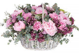 Impressive Basket of Peonies with Hellebore and Carnations