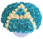 Initial Box of Luxury Light Blue and White Roses