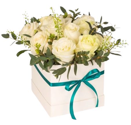 Innocent Roses with Greenery Box