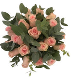 Light Pink Roses With Eucalyptus Bouquet