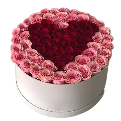 Lovely Red Roses Heart in Pink Box