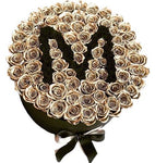 Luxury Black and Gold Roses Initial Flower Box