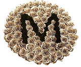 Luxury Black and Gold Roses Initial Flower Box