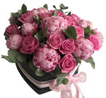 Luxury Box of Roses and Pink Peonies