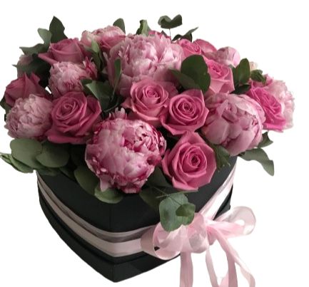 Luxury Box of Roses and Pink Peonies