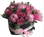 Luxury Box of Roses and Pink Peonies