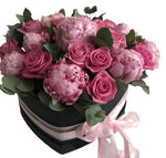 Luxury Box of Roses and Pink Peonies