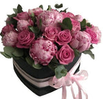 Luxury Box of Roses and Pink Peonies