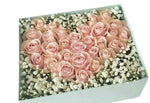 Luxury Box of Roses Heart in Gypsophila