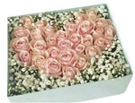 Luxury Box of Roses Heart in Gypsophila