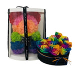 Luxury Gift Set of Rainbow Roses in a Box with Rose Teddy Bear